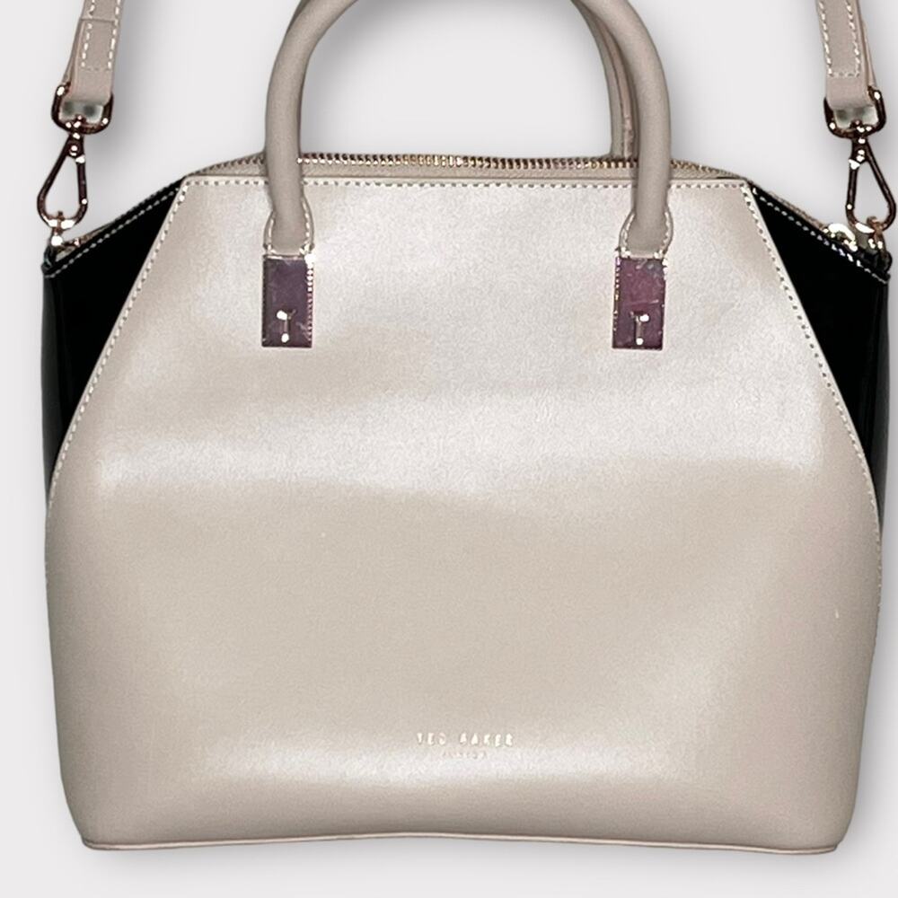TED BAKER Women's Ashlee Small Leather Tote Bag Camel - Blush Pink/Black Patent - Picture 5 of 9